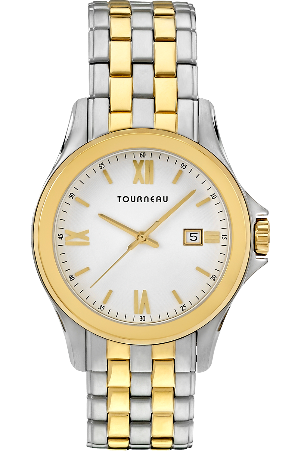 Men's Steel Two Tone White Dial Bracelet Tourneau