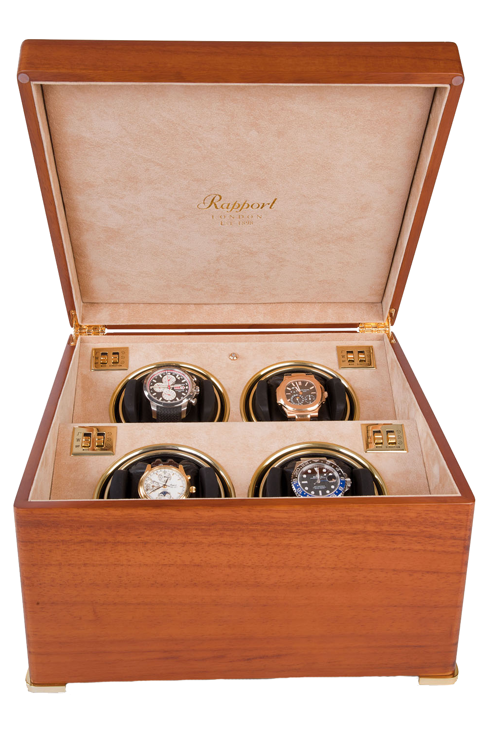 perpetua ii satin walnut quad watch winder