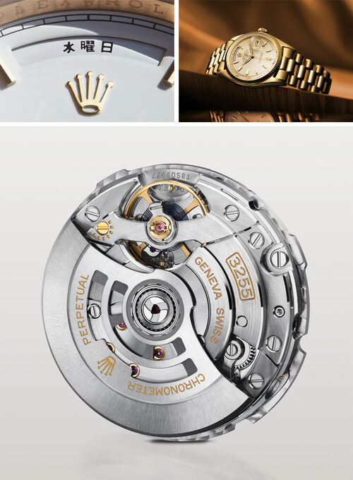 Details of a Rolex Day Date and its movement