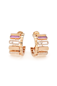 Bucherer Exclusive Move Iconica Lepidolite Earrings in Pink Gold
