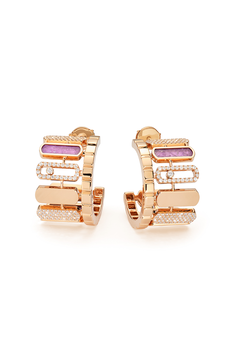 Bucherer Exclusive Move Iconica Lepidolite Earrings in Pink Gold