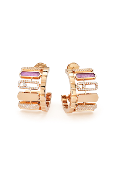 Bucherer Exclusive Move Iconica Lepidolite Earrings in Pink Gold