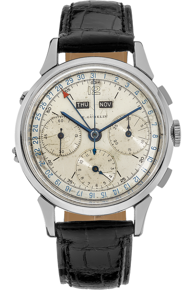 Triple Date Chronograph Circa 1950s Stainless Steel Manual