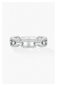 Move Link Multi Pavé Ring in White Gold Size 54