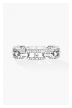 Move Link Multi Pav&eacute; Ring in White Gold Size 54