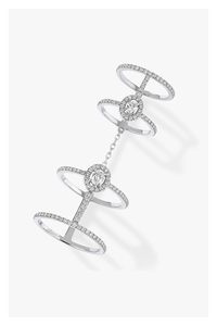 Glam'Azone Double Pavé Ring in White Gold Size 56