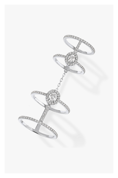 Glam&#39;Azone Double Pav&eacute; Ring in White Gold Size 56