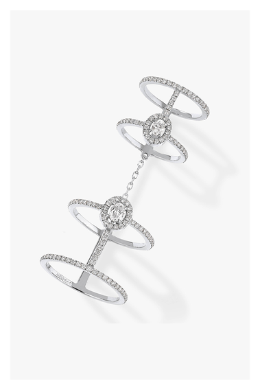 Glam&#39;Azone Double Pav&eacute; Ring in White Gold Size 56