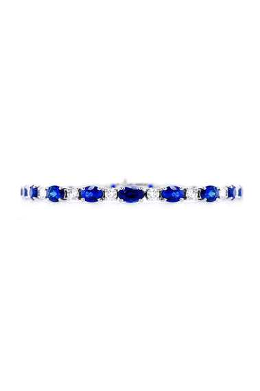 Oval Blue Sapphire and Diamond Bracelet
