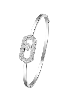 So Move Pav&eacute; Bangle in White Gold Size L