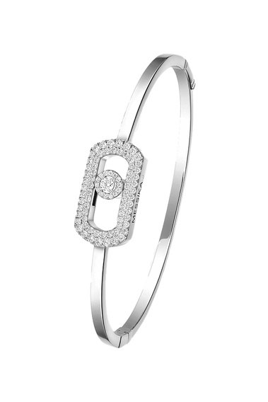 So Move Pav&eacute; Bangle in White Gold Size L