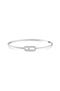 Move Uno Flex Pavé Bangle in White Gold Size M