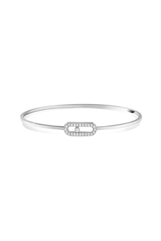 Move Uno Flex Pav&eacute; Bangle in White Gold Size M