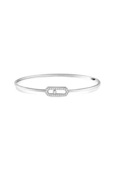 Move Uno Flex Pav&eacute; Bangle in White Gold Size M