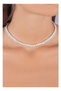 Pear cut Diamond Necklace in White Gold
