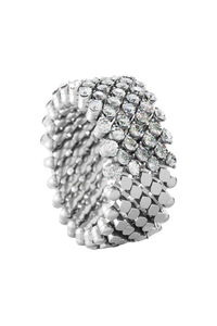 Brevetto 7-row Multi Size Ring in White Gold
