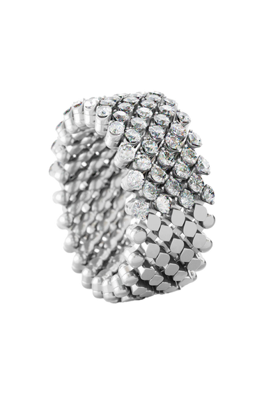 Brevetto 7-row Multi Size Ring in White Gold