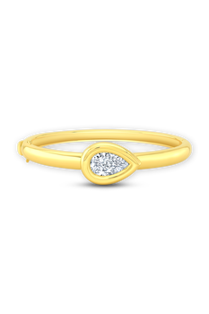 Pear Cut Diamond Bezel Bangle in Yellow Gold