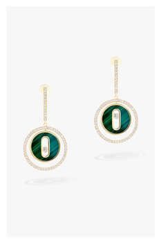 Lucky Move Malachite Earrings in Yellow Gold