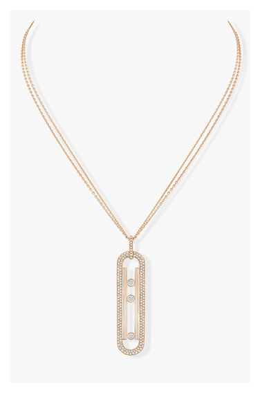 Move 10th Long Pendant in Pink Gold