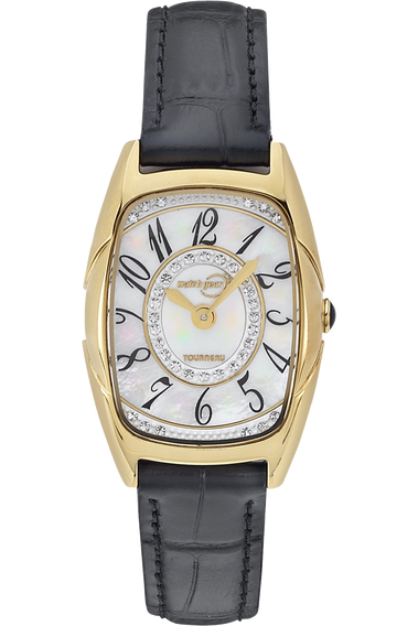 Ladies Gold Tone Crystal MOP Dial Strap