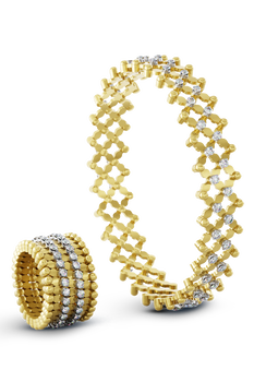 Serafino Alternato 7-row Ring Bracelet in Yellow and White Gold