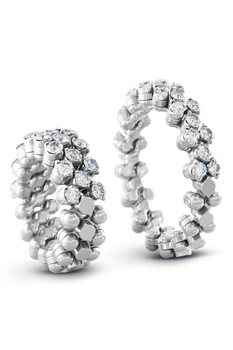 Brevetto 3-row Multi Size Ring in White Gold