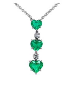 Heart Shape Emerald Pendant Necklace