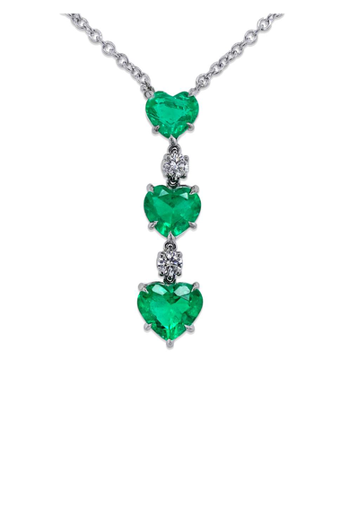 Heart Shape Emerald Pendant Necklace