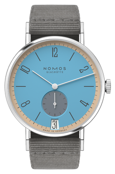 NOMOS Glashutte Tangente 38 Date Delfin 179.S22