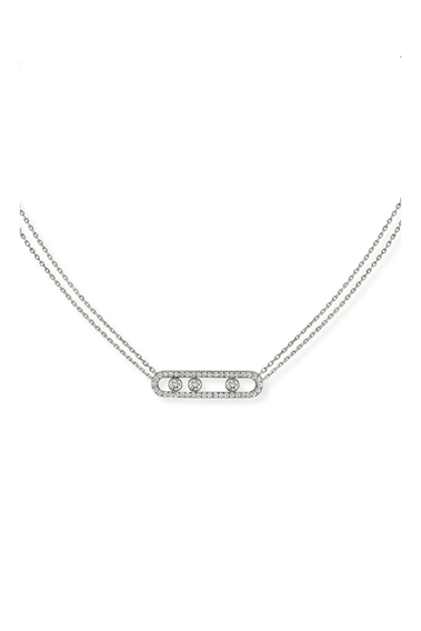 Move Classique Pav&eacute; Pendant in White Gold