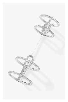 Move Uno Double Ring in White Gold Size 54