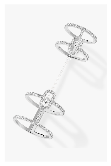 Move Uno Double Ring in White Gold Size 54