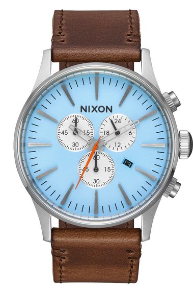 Nixon Sentry Chrono Leather Sky Blue Taupe A405 2547