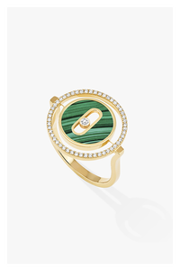 Lucky Move Malachite PM Ring in Yellow Gold Size 54