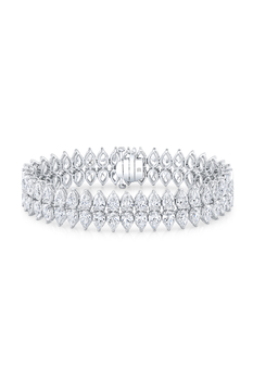 Pear Cut Diamond Double Sided Bracelet in White Gold
