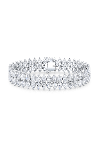 Pear Cut Diamond Double Sided Bracelet in White Gold