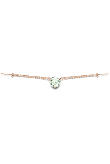 Peekaboo Round Cut Prasiolite Necklace 18K Rose Gold