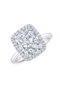 Cushion cut Diamond Halo Solitaire in Platinum
