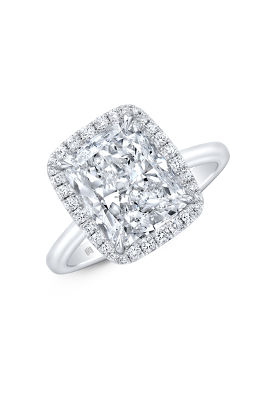 Cushion cut Diamond Halo Solitaire in Platinum