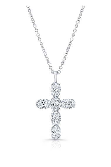 Diamond Cross Pendant in White Gold