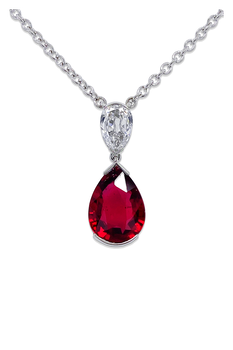 Pear Shape Ruby Pendant Necklace