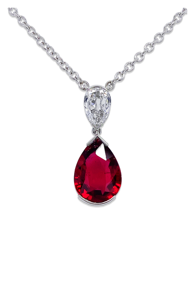 Pear Shape Ruby Pendant Necklace