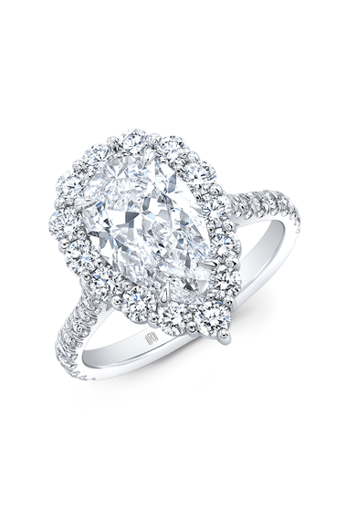 Pear cut Diamond Cluster Solitaire in Platinum