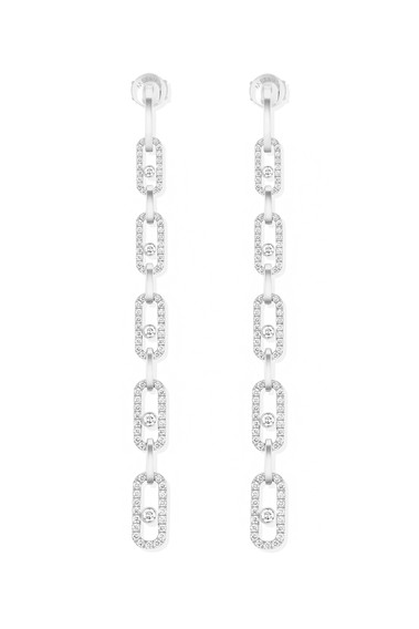 Move Link Earrings in White Gold