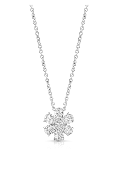 Flower Pendant in White Gold