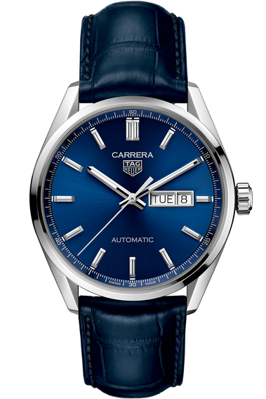 TAG Heuer Carrera Calibre 5 Automatic Blue Leather Watch WBN2012