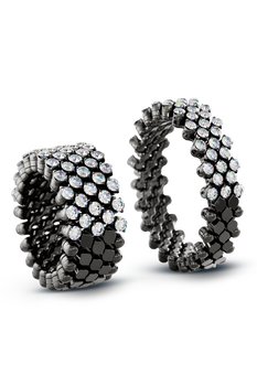 Brevetto 5-row Multi Size Ring in Black Gold