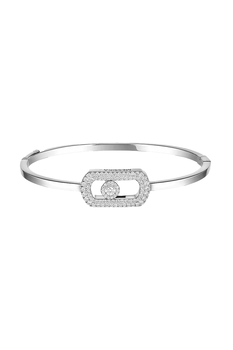 So Move Pav&eacute; Bangle in White Gold Size M