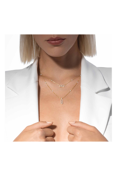 Move Uno 2-row Pav&eacute; Necklace in Yellow Gold